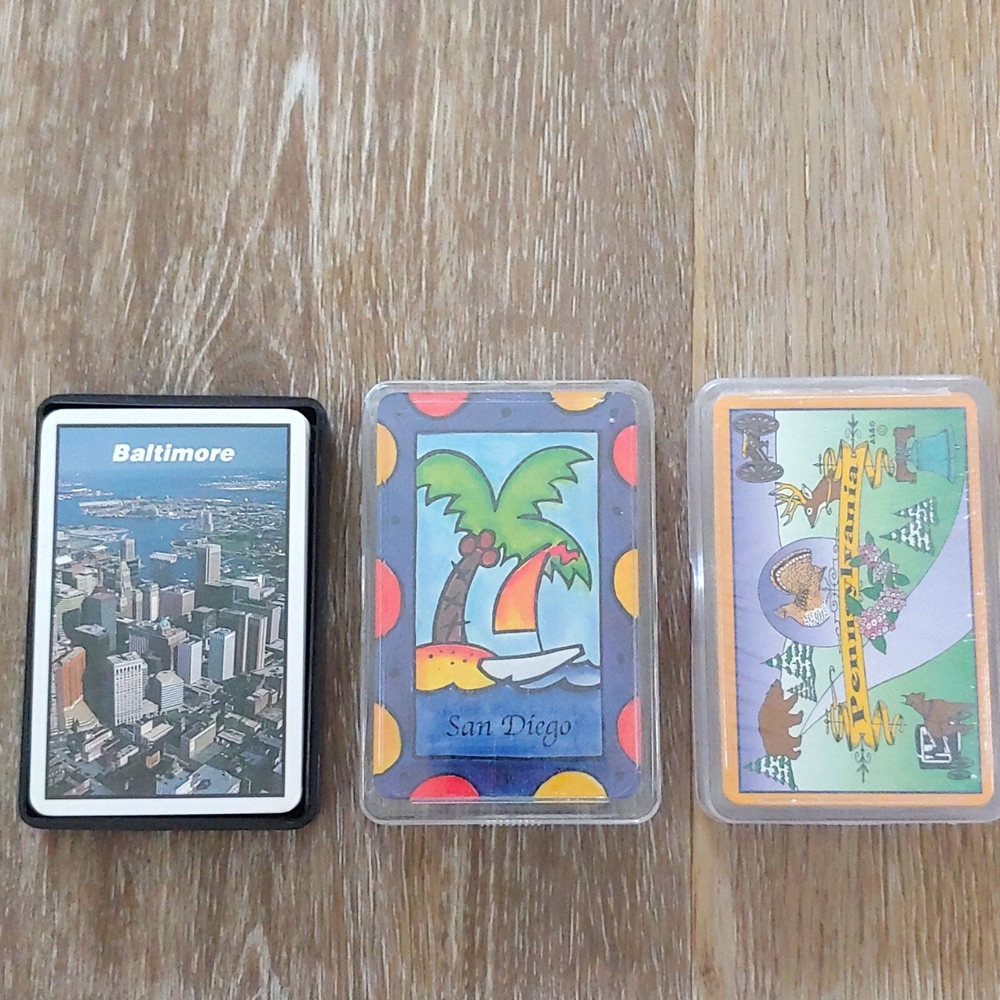 Lot of 3 Playing Cards San Diego Baltimore Pennsylvania